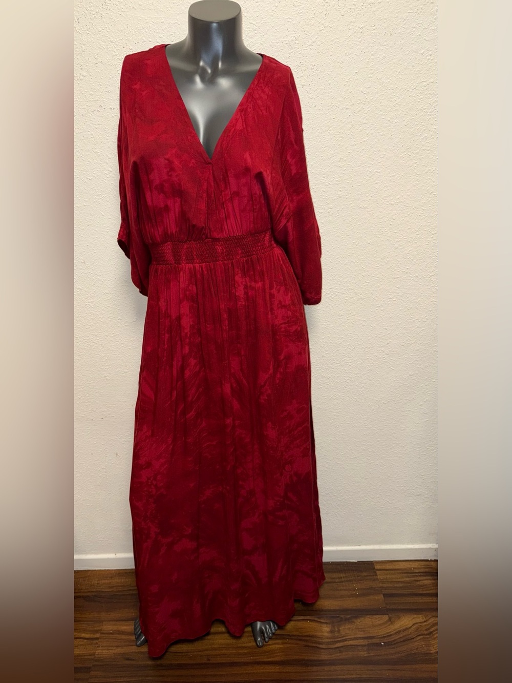 Khush Red Dress with V-Neck Detail